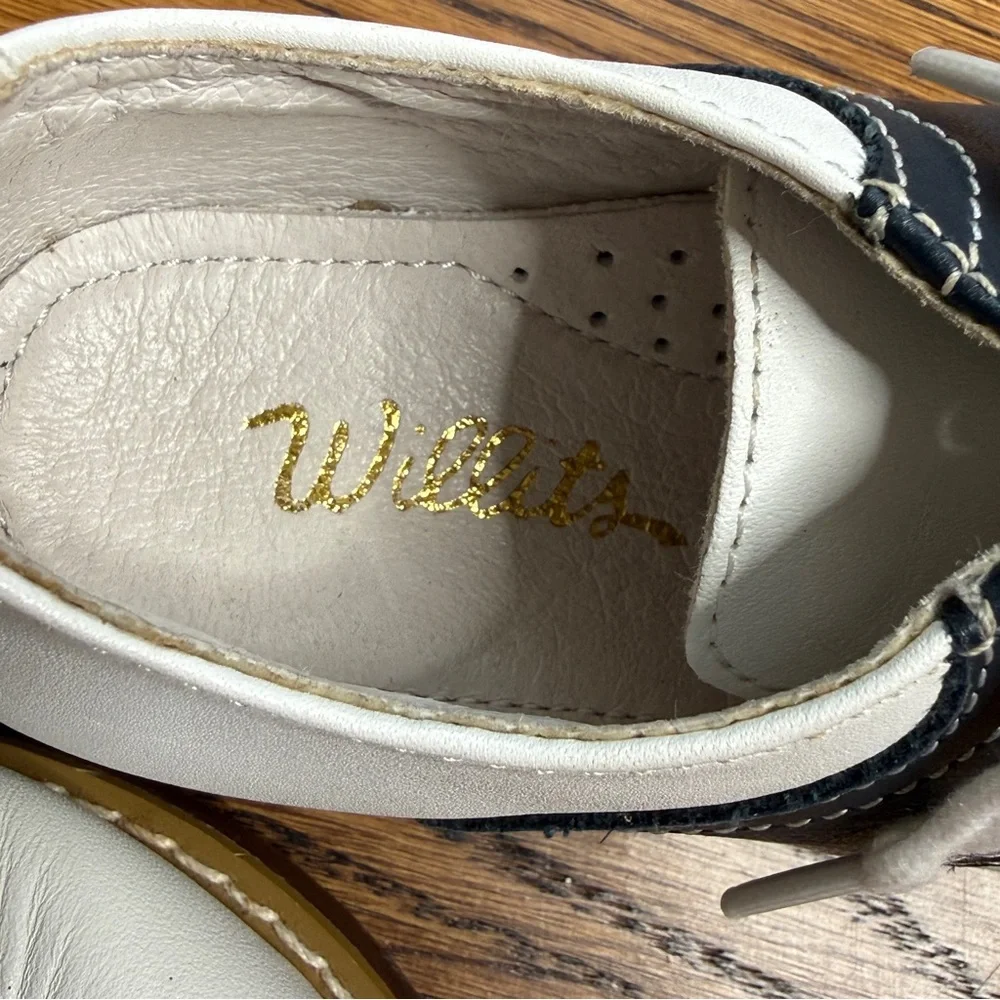 Willets Boys Classic Chris Navy and White Lace-Up Saddle Oxford Shoes 8.5